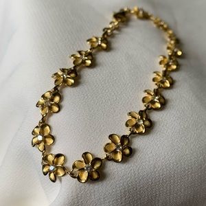 14K YG plated sterling silver plumeria bracelet